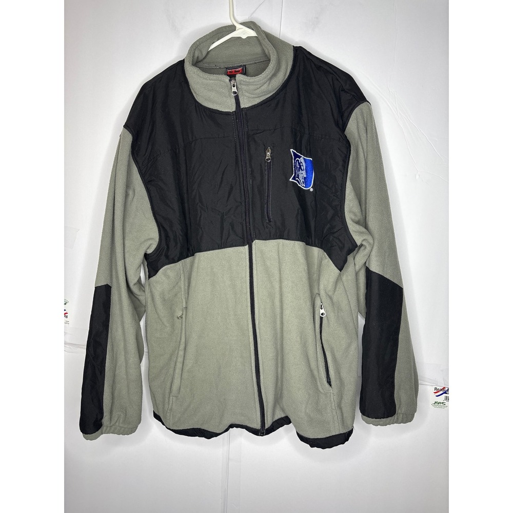 Genuine Stuff Mens Extra Large Fleece Jacket Duke Blue‎ Devils Zip Gray Black
